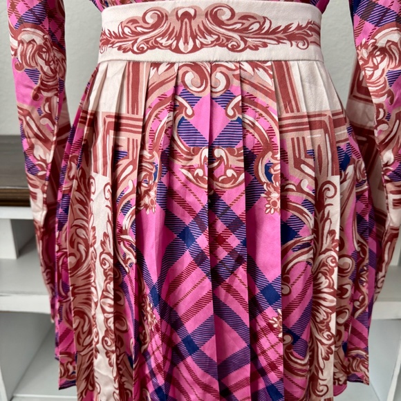 Her Bottari Button Down Shirt Skirt Set Pleated Skort Plaid Women's Size L - Picture 3 of 12